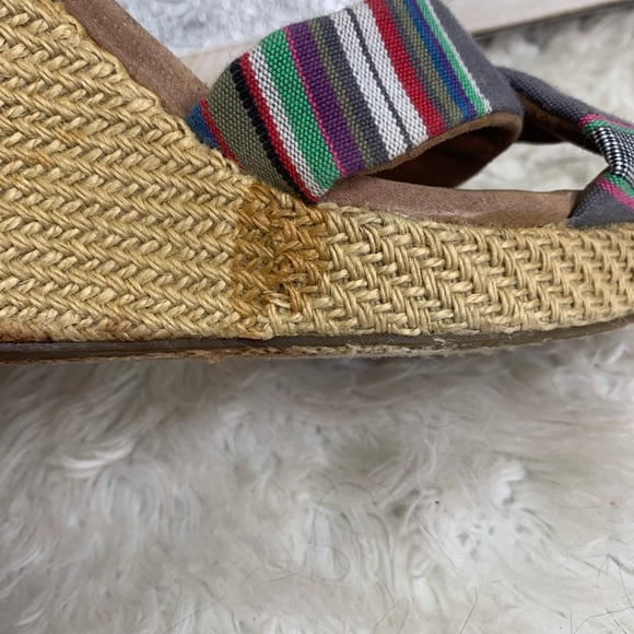TOMS Striped Canvas Wedge Sandals Size 7.5 - Picture 5 of 9